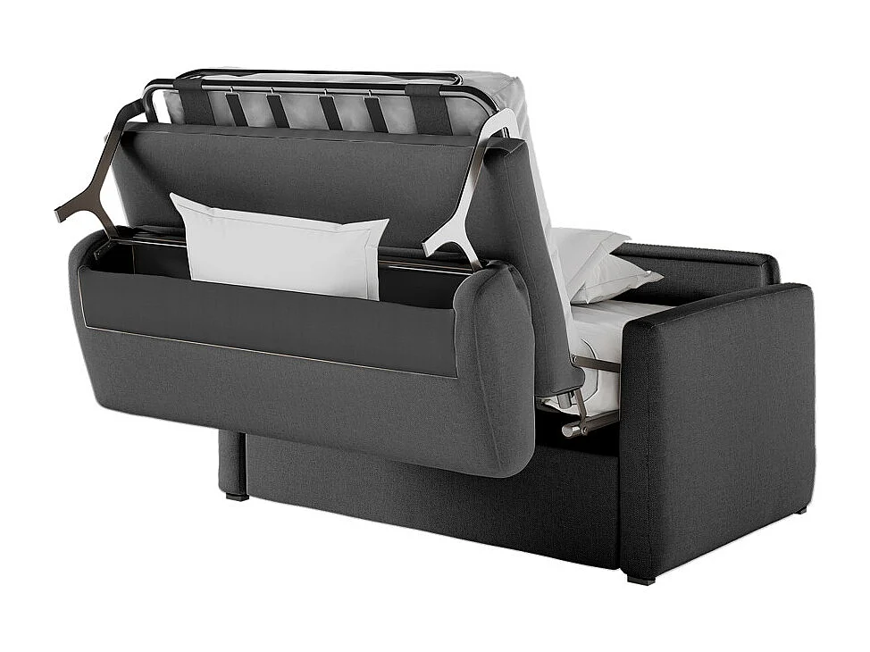 Fauteuil AGATHE convertible express couchage quotidien 100x190cm en tissu Gris anthracite - Matelas 13cm