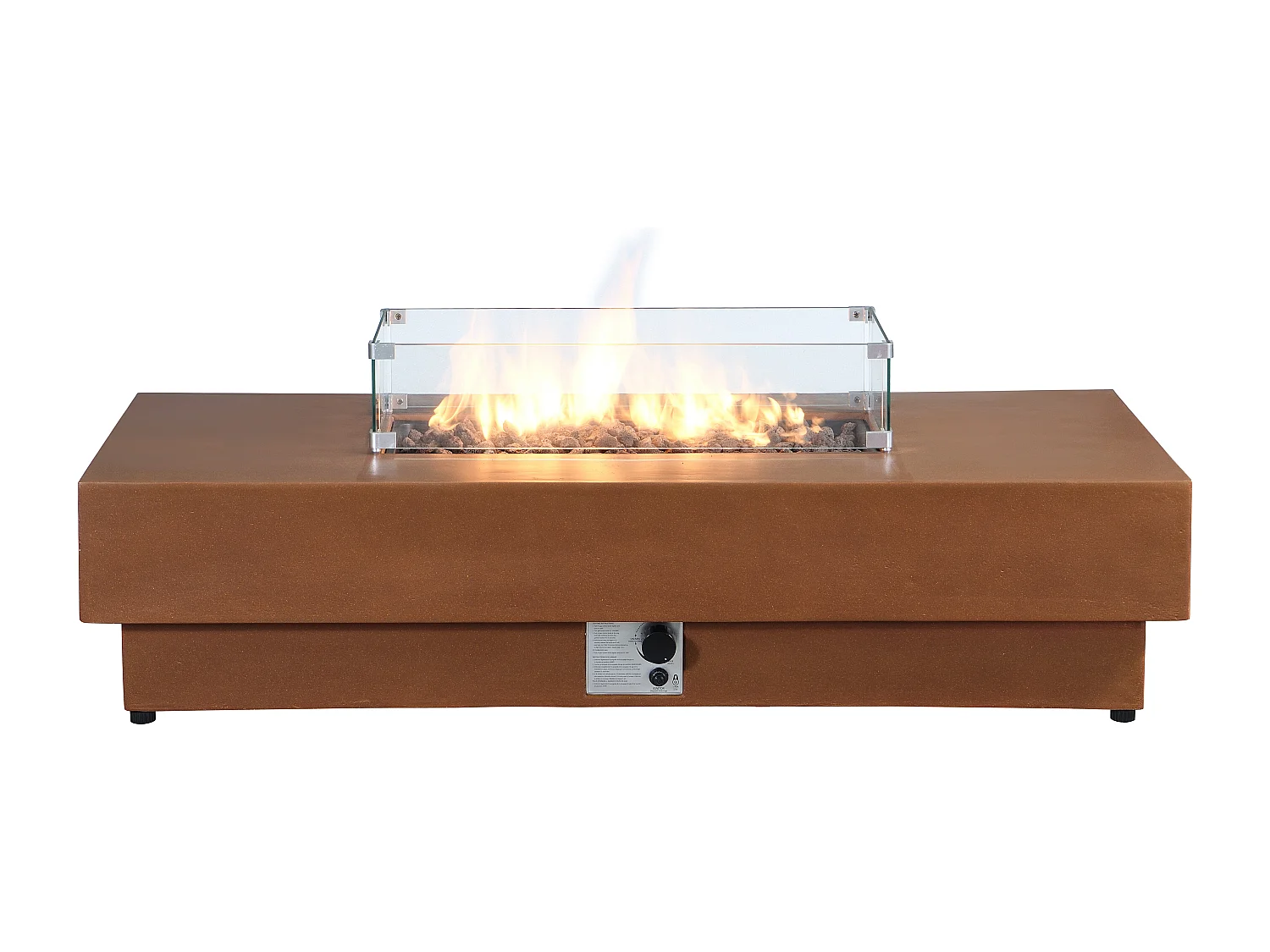 Table braséro rectangulaire au gaz en MGO effet terre cuite – Foyer carré - SEROZA