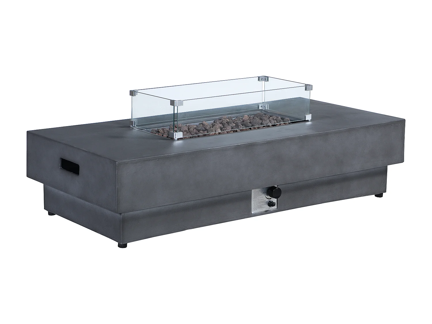 Table braséro rectangulaire au gaz en MGO gris – Foyer carré - SEROZA