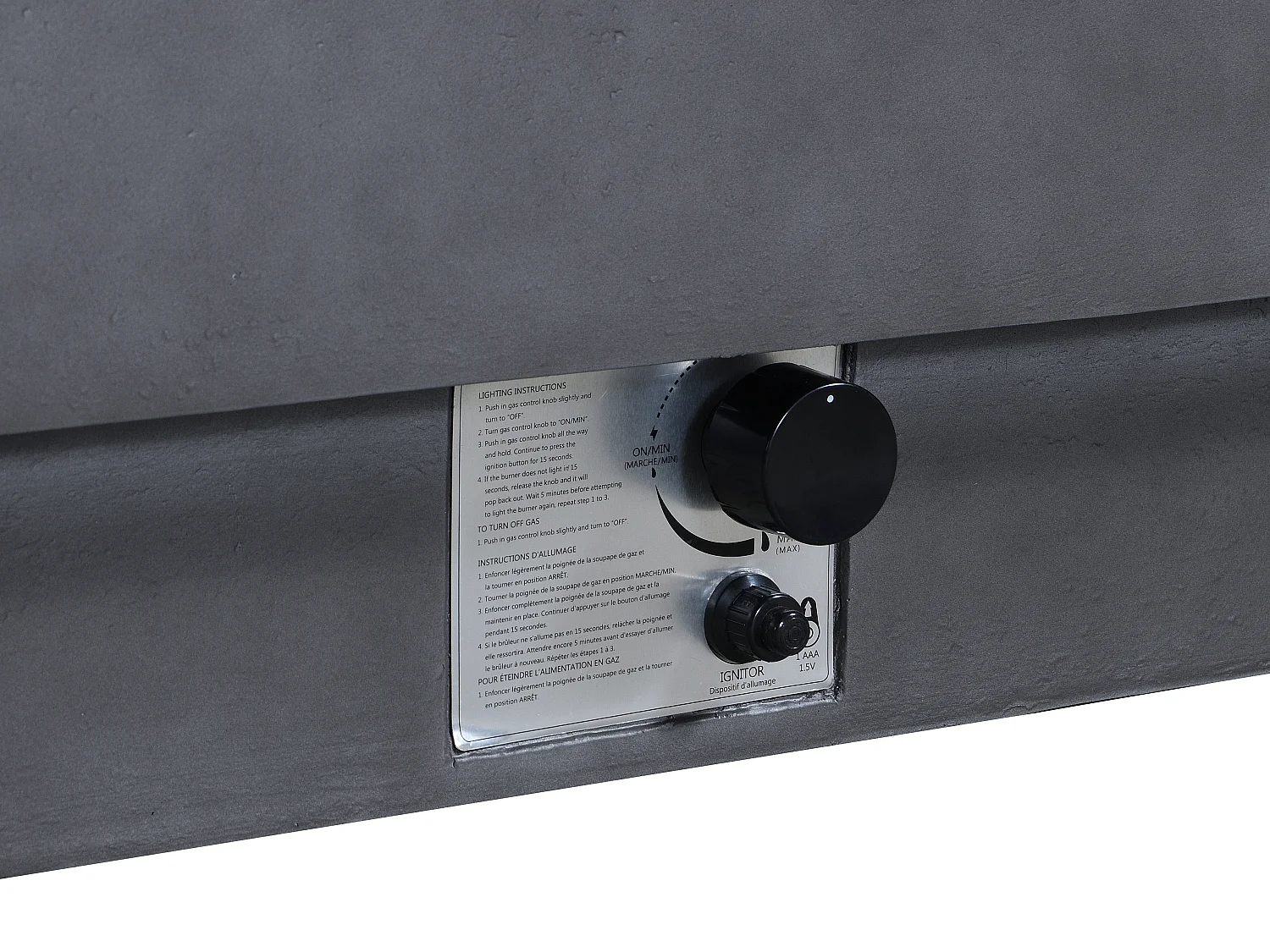 Table braséro rectangulaire au gaz en MGO gris – Foyer carré - SEROZA