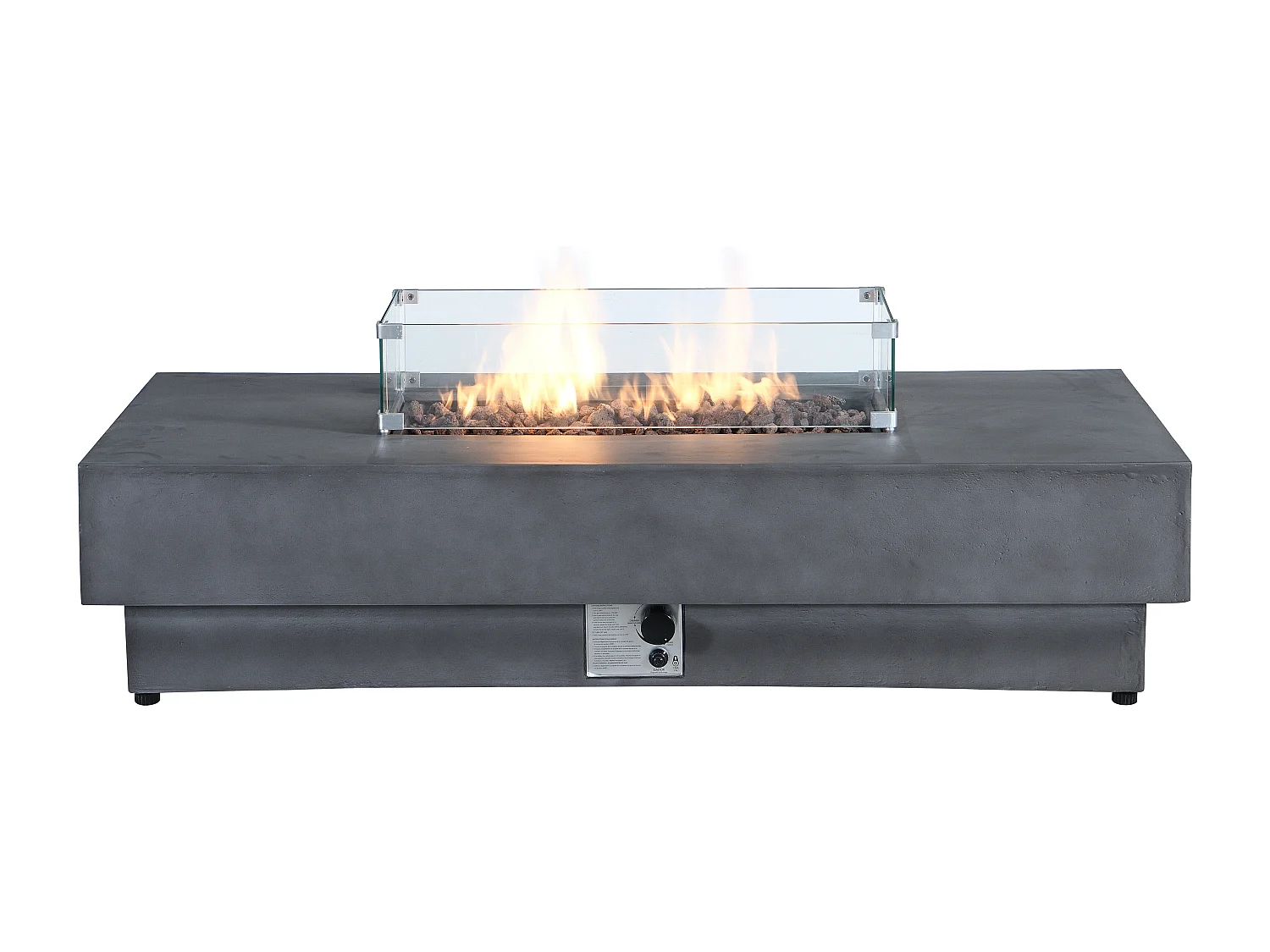 Table braséro rectangulaire au gaz en MGO gris – Foyer carré - SEROZA