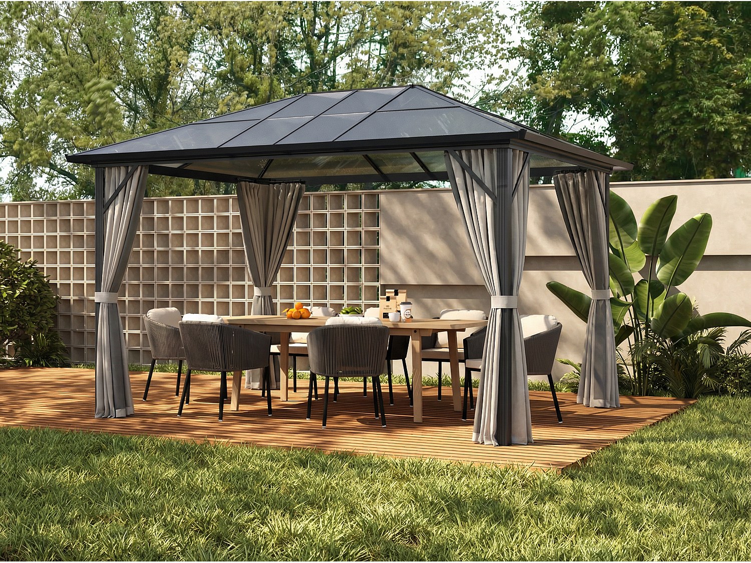 Aluminiumspergola 3 x 3,98 m - 11,9 m² - RADELA