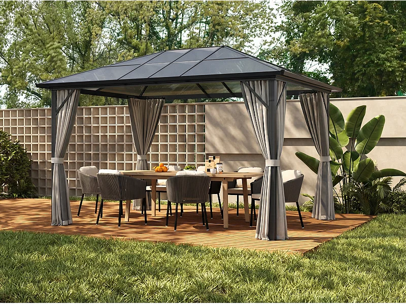 Tonnelle de jardin en aluminium 3 x 3,98 m - 11,9 m² - RADELA