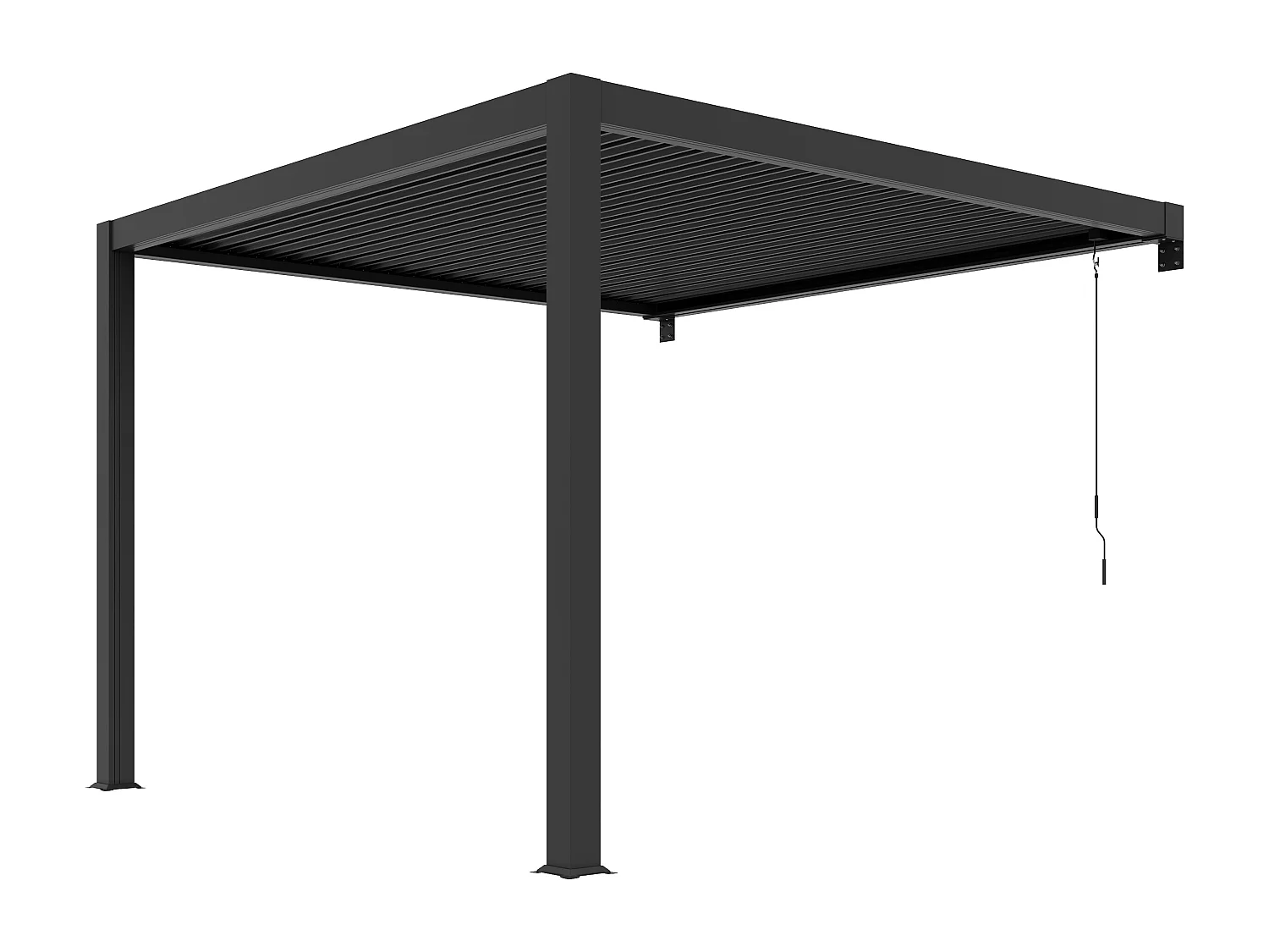 Pergola adossée bioclimatique en aluminium avec lames orientables 9,36 m² - Anthracite - SERADO