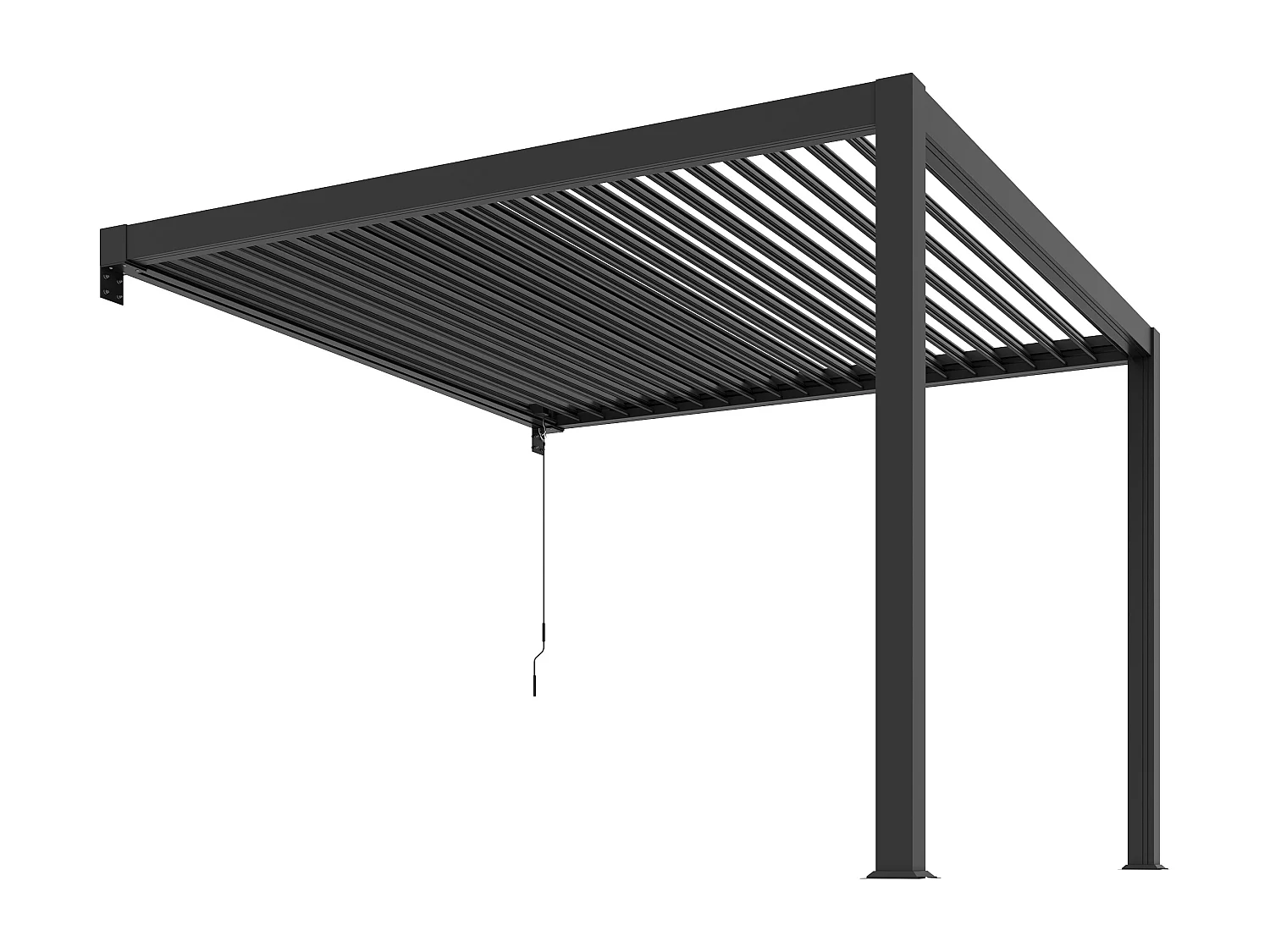 Pergola adossée bioclimatique en aluminium avec lames orientables 9,36 m² - Anthracite - SERADO
