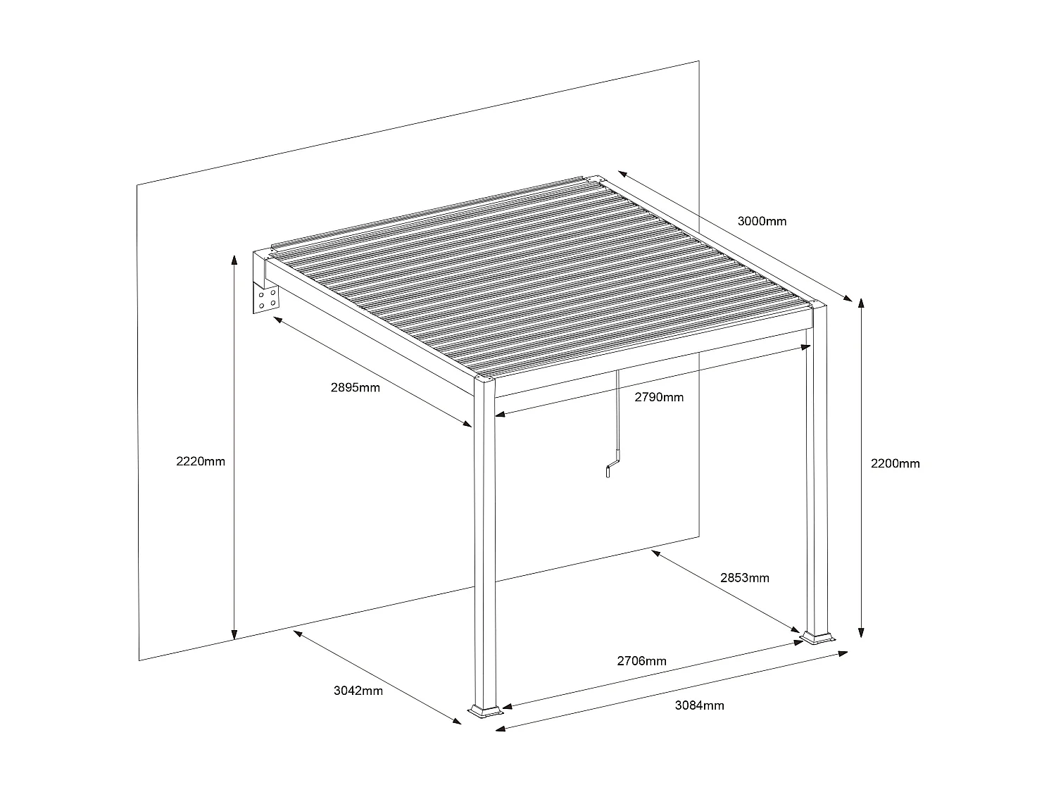 Pergola adossée bioclimatique en aluminium avec lames orientables 9,36 m² - Anthracite - SERADO