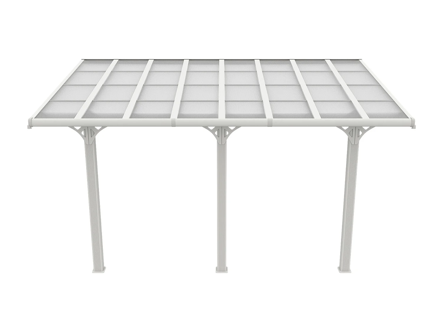 Carport pergola adossée en aluminium et toit polycarbonate - 15,13 m² - blanc - PAZERA