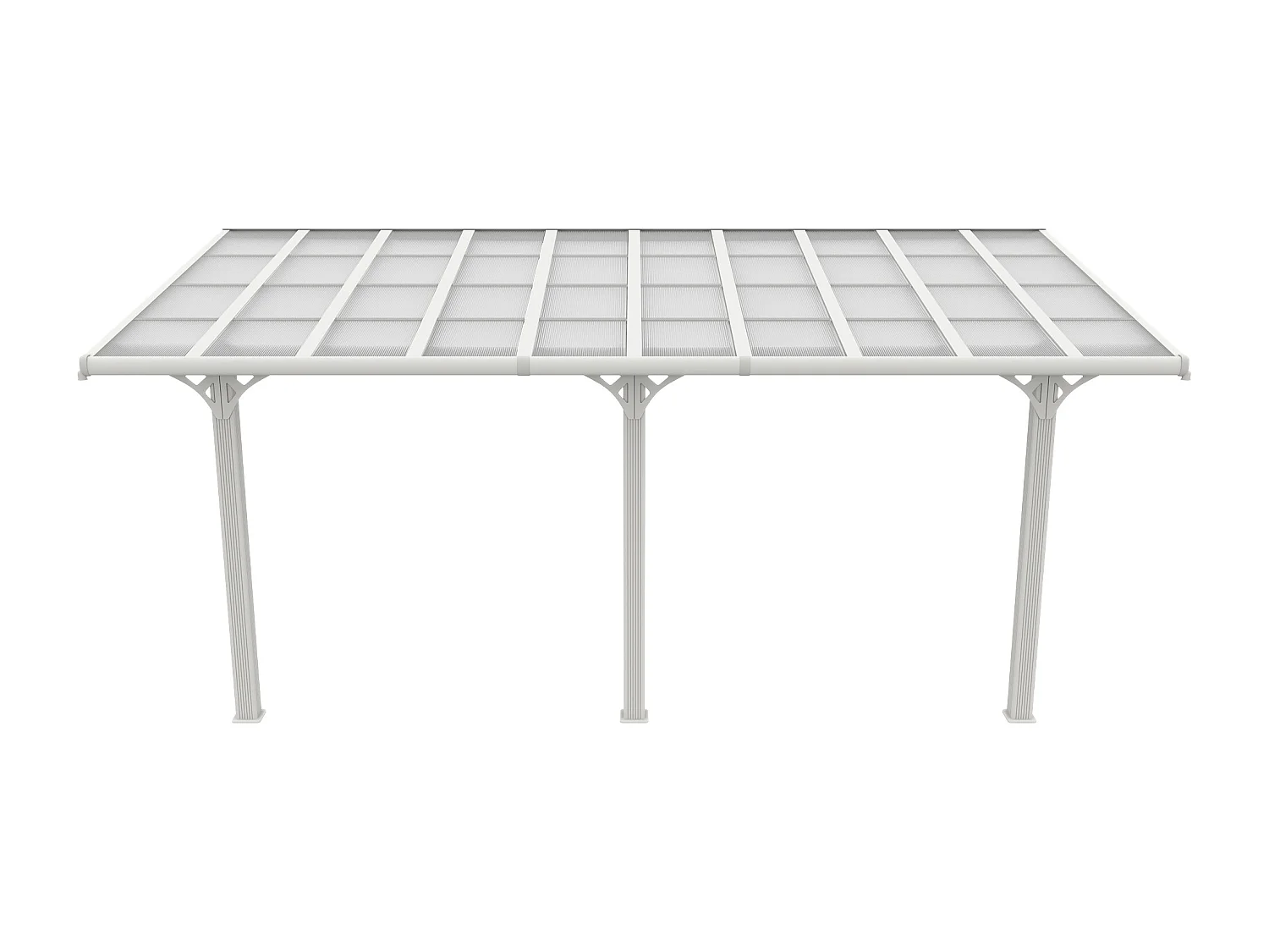 Carport pergola adossée en aluminium et toit polycarbonate - 18,54 m² - blanc - PAZERA