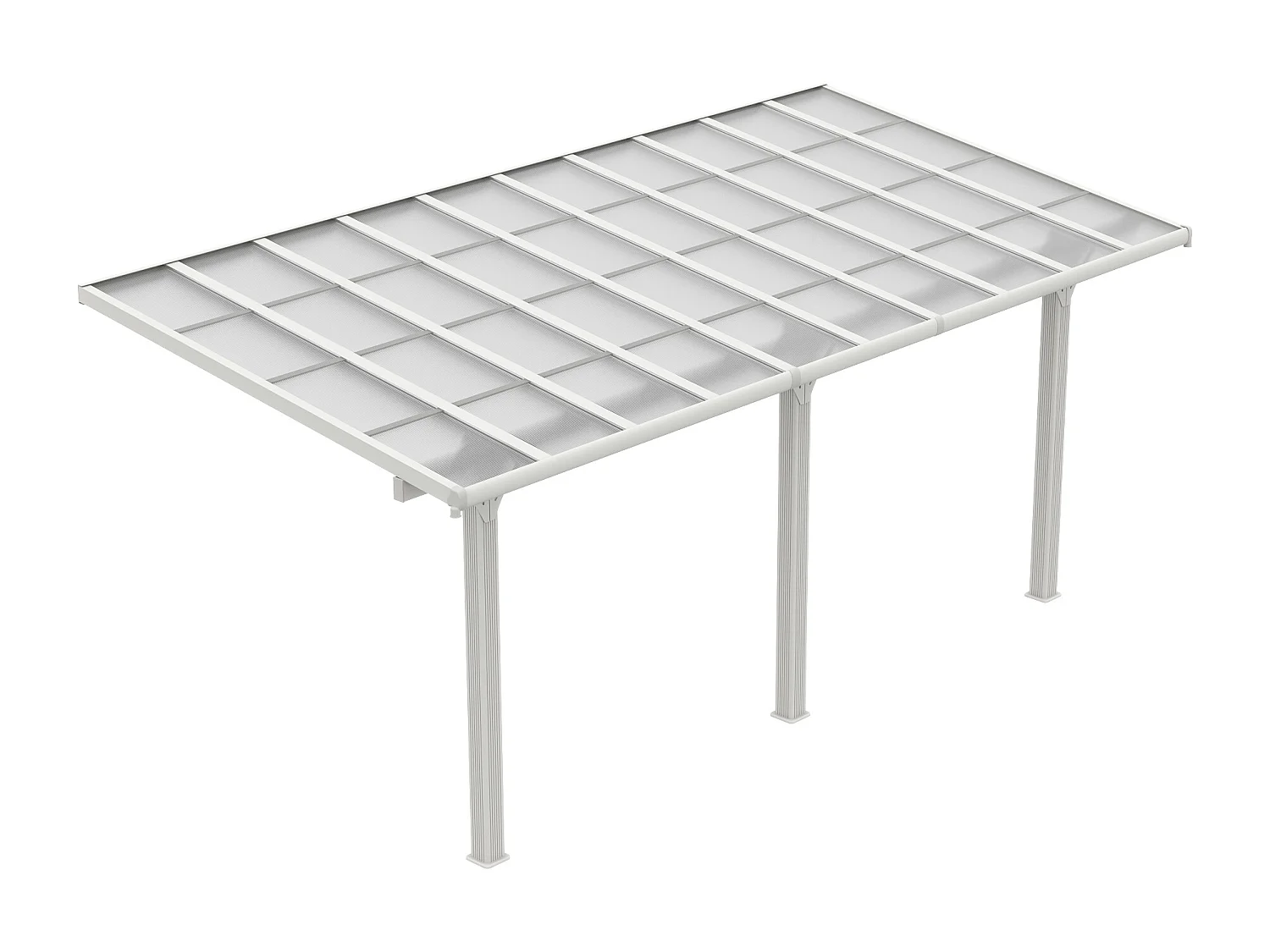 Carport pergola adossée en aluminium et toit polycarbonate - 18,54 m² - blanc - PAZERA