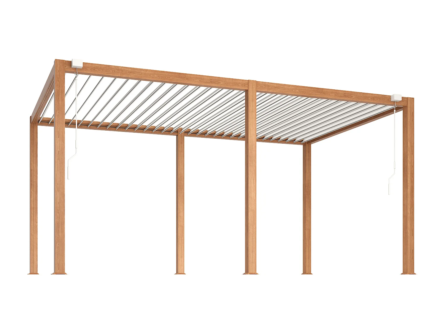 Pergola bioclimatique autoportante en aluminium avec lames orientables - 15 m² - naturel foncé - AMALFI