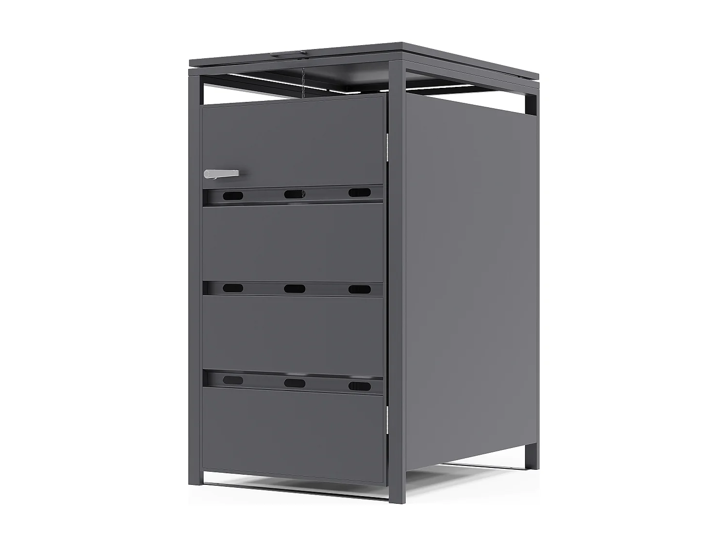 Osłona na śmietnik ze stali ocynkowanej w kolorze antracytowym - 0,6 mm - 1 kosz 240L - S68 x G80 x W116 cm - LOKAFA