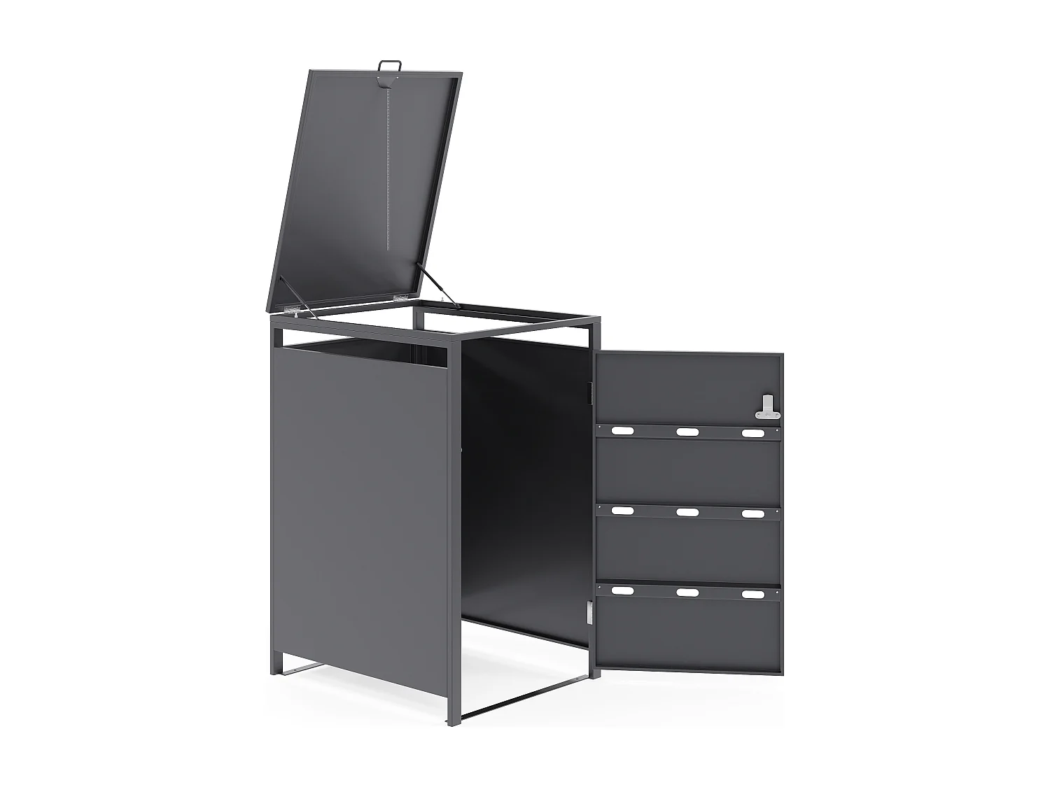 Osłona na śmietnik ze stali ocynkowanej w kolorze antracytowym - 0,6 mm - 1 kosz 240L - S68 x G80 x W116 cm - LOKAFA