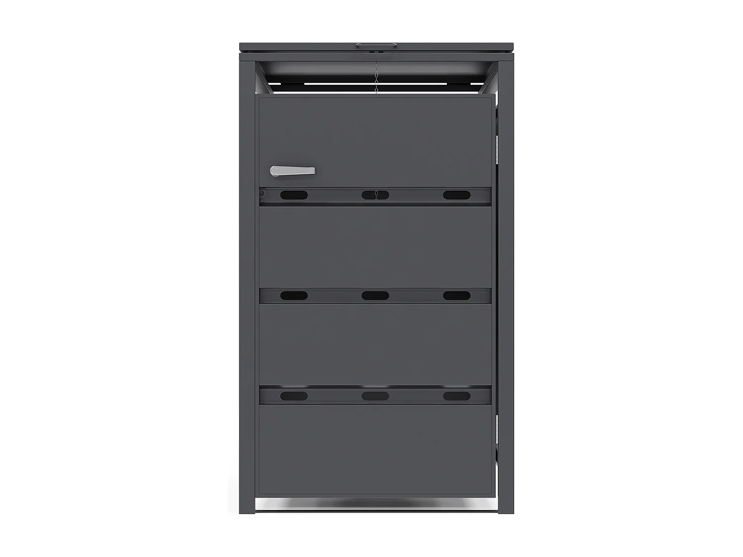 Osłona na śmietnik ze stali ocynkowanej w kolorze antracytowym - 0,6 mm - 1 kosz 240L - S68 x G80 x W116 cm - LOKAFA