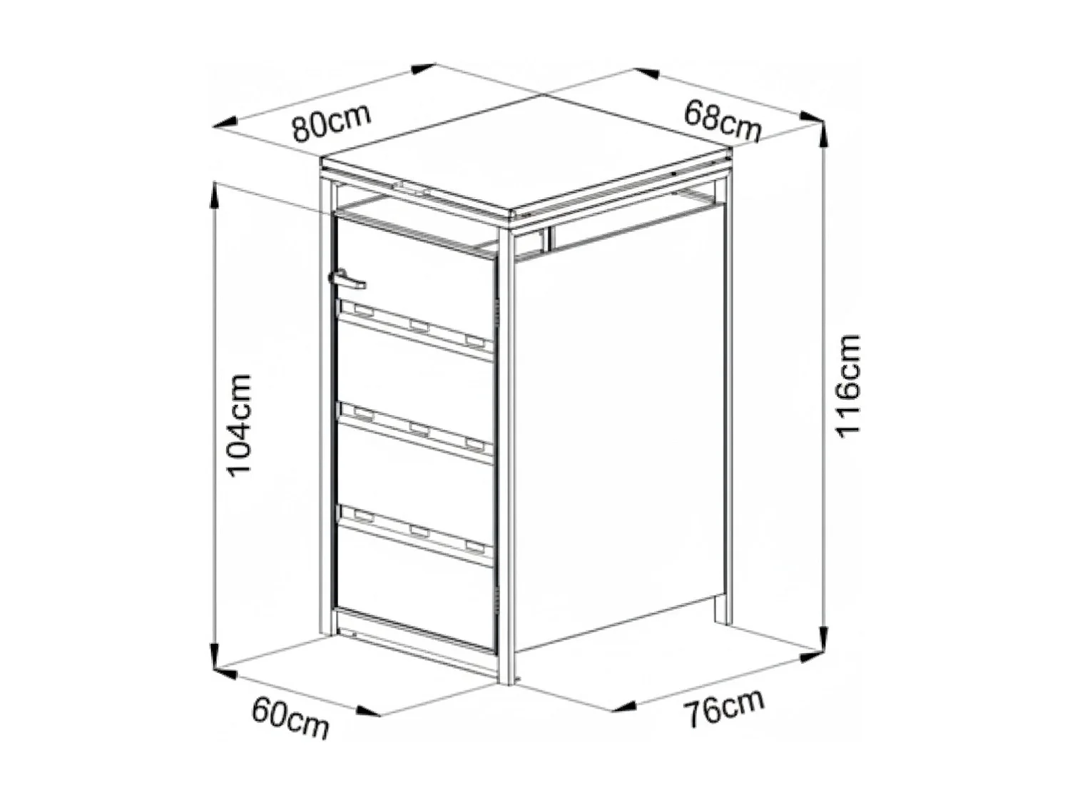 Osłona na śmietnik ze stali ocynkowanej w kolorze antracytowym - 0,6 mm - 1 kosz 240L - S68 x G80 x W116 cm - LOKAFA