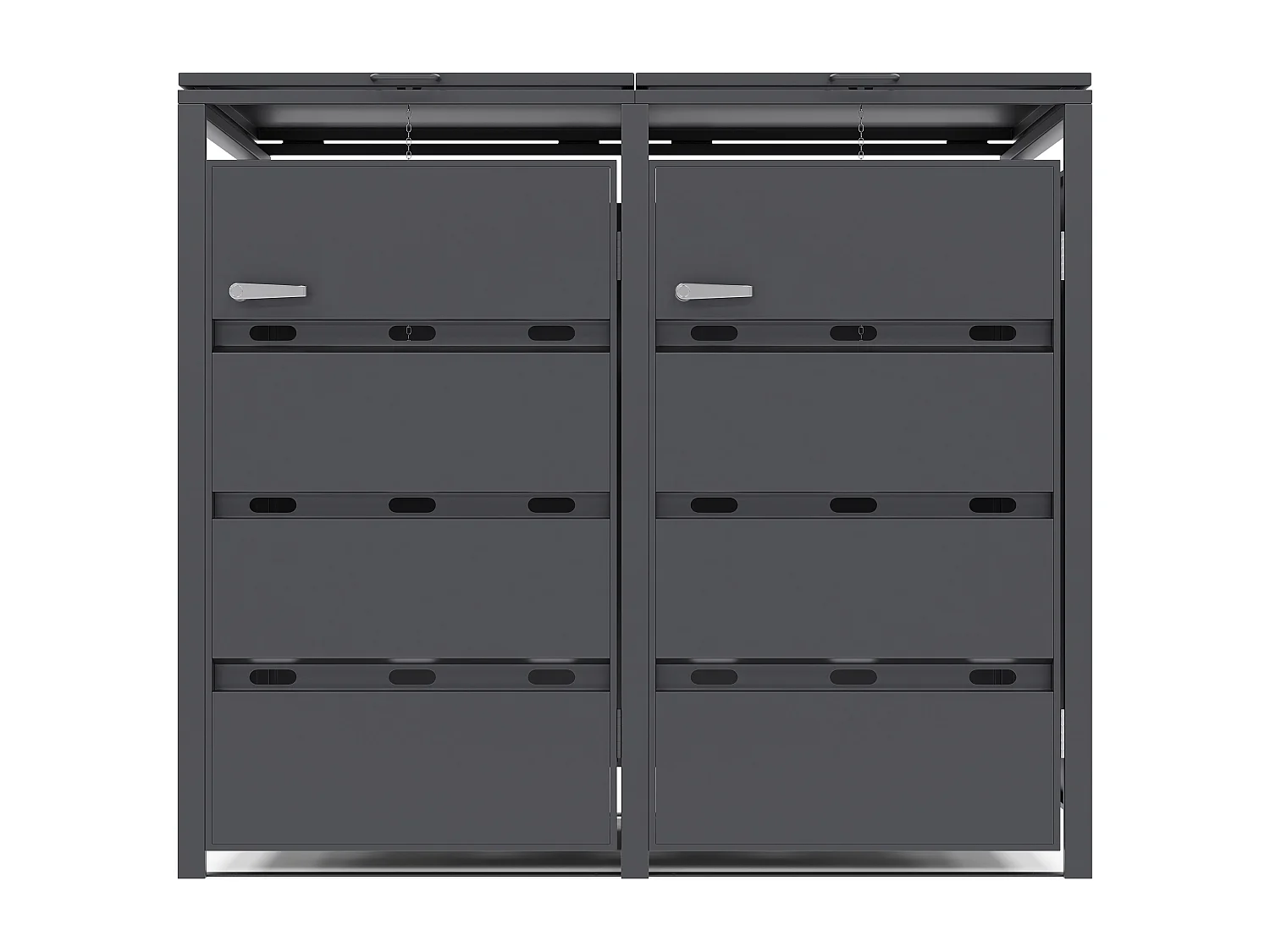 Abdeckung für Mülltonnen aus verzinktem Stahl Anthrazitgrau - 0,6 mm - Für 2 Mülltonnen à 240 L - 132 x 80 x 116 cm - LOKAFA