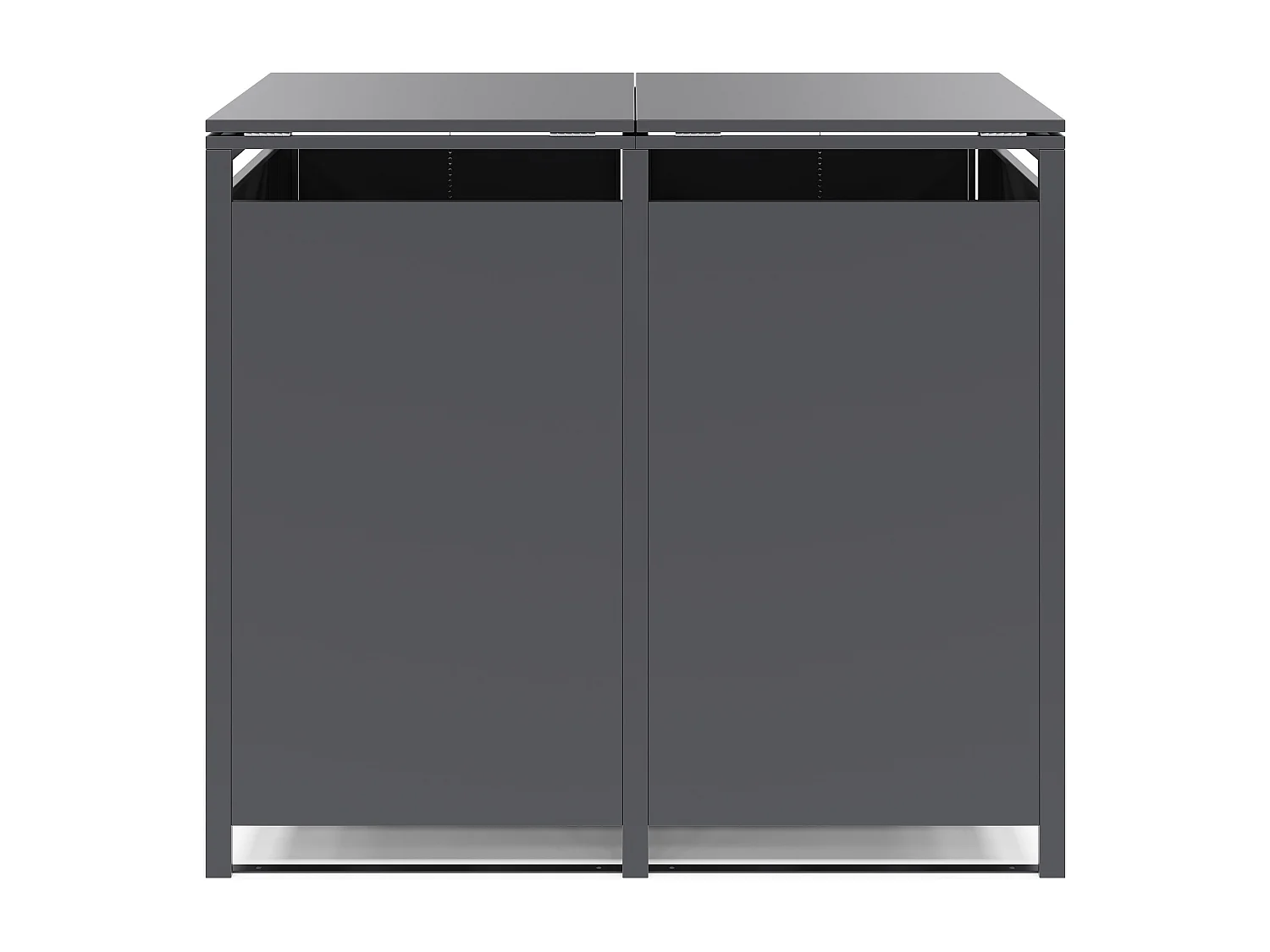 Abdeckung für Mülltonnen aus verzinktem Stahl Anthrazitgrau - 0,6 mm - Für 2 Mülltonnen à 240 L - 132 x 80 x 116 cm - LOKAFA