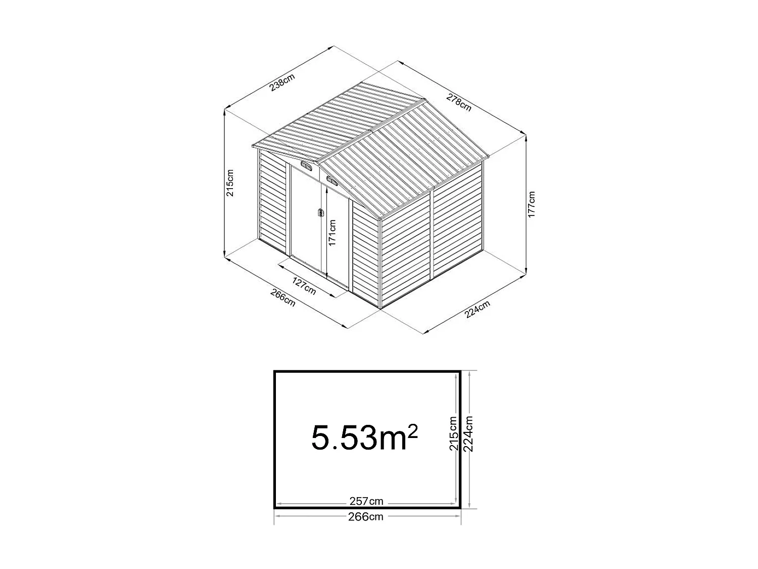Abri de jardin métal en acier galvanisé effet bois - 6,62 m² - ARSEGO