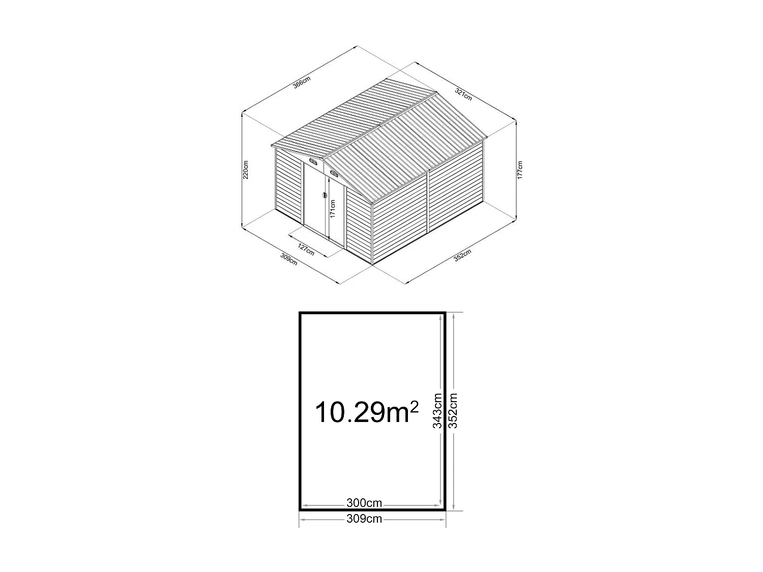 Abri de jardin métal en acier galvanisé effet bois - 11,75 m² - ARSEGO