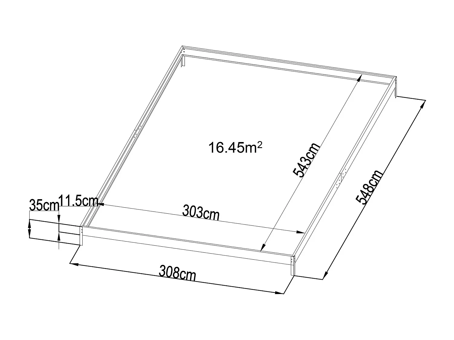 Serre de Jardin en polycarbonate de 16,9 m² avec embase - Anthracite -  IXORA