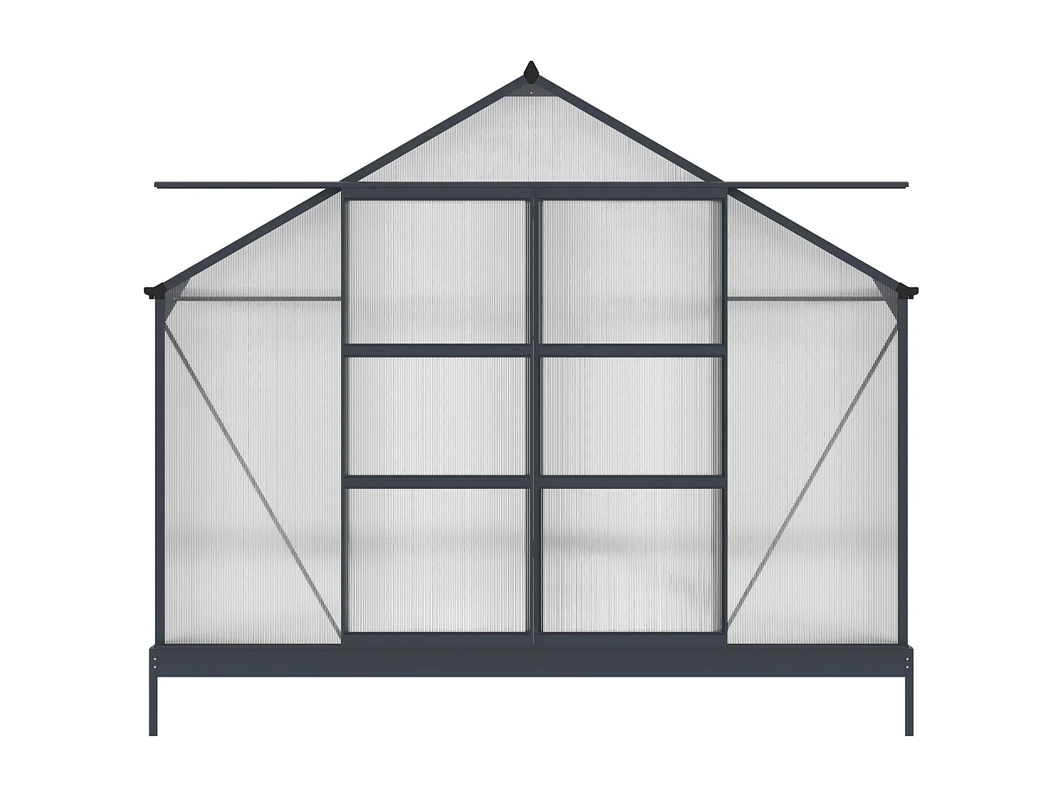Serre de Jardin en polycarbonate de 16,9 m² avec embase - Anthracite -  IXORA