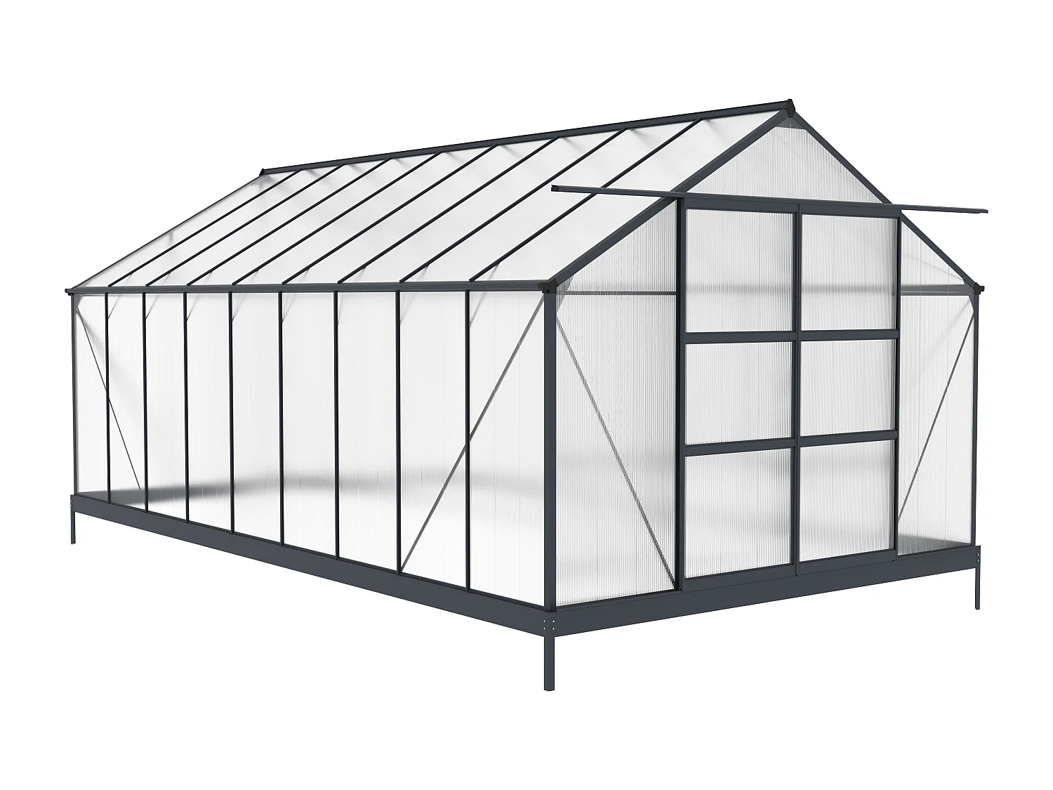 Serre de Jardin en polycarbonate de 16,9 m² avec embase - Anthracite -  IXORA
