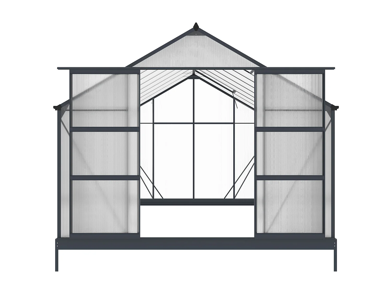 Serre de Jardin en polycarbonate de 16,9 m² avec embase - Anthracite -  IXORA