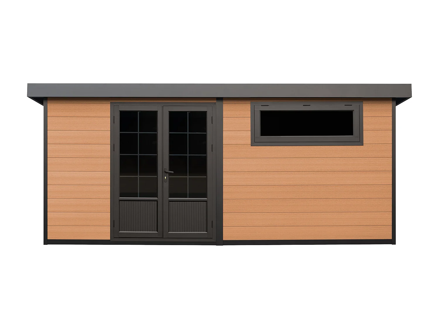 Abri de jardin en bois composite 28 mm - parois réversibles - gris anthracite ou naturel foncé - 17,25 m² - HAZELTON