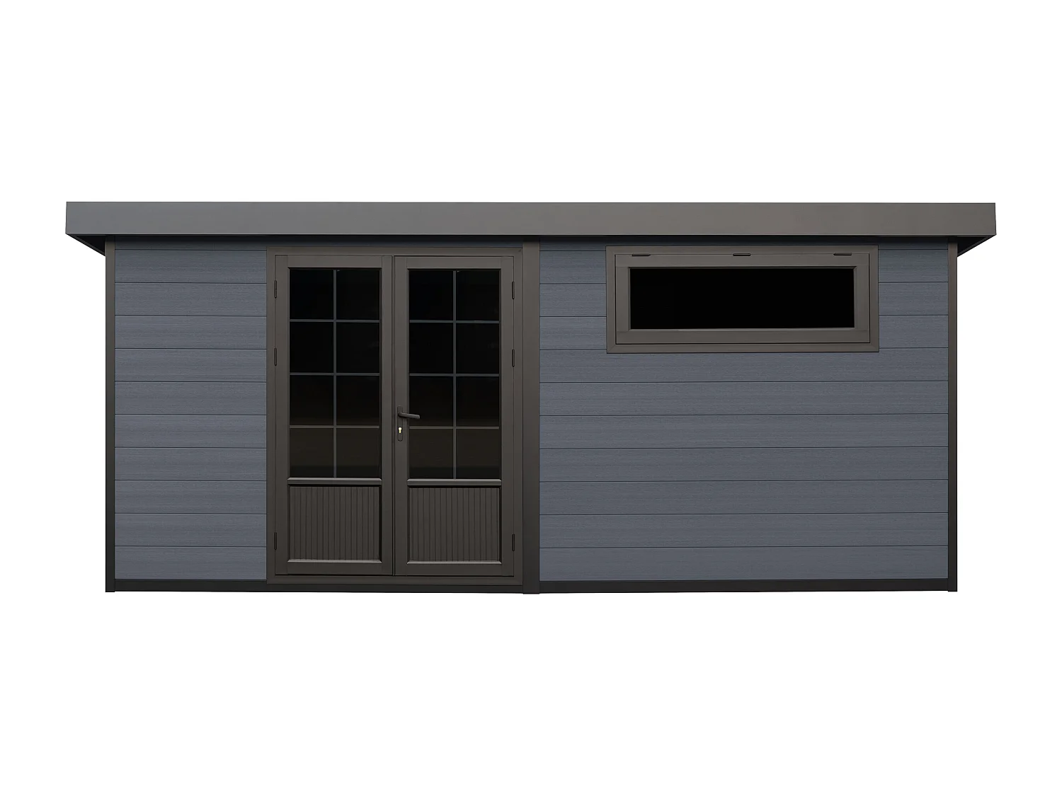 Abri de jardin en bois composite 28 mm - parois réversibles - gris anthracite ou naturel foncé - 17,25 m² - HAZELTON