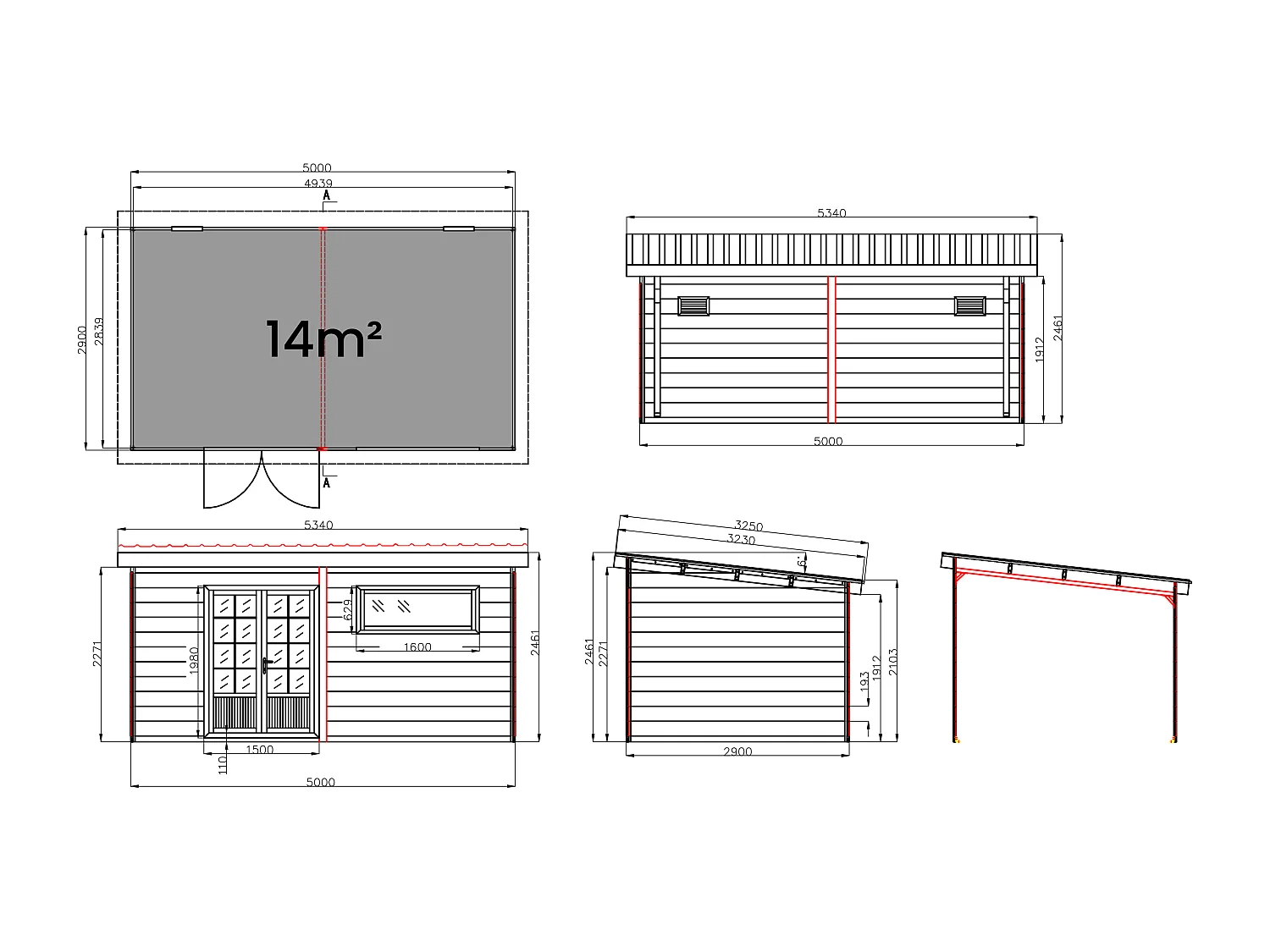 Abri de jardin en bois composite 28 mm - parois réversibles - gris anthracite ou naturel foncé - 17,25 m² - HAZELTON