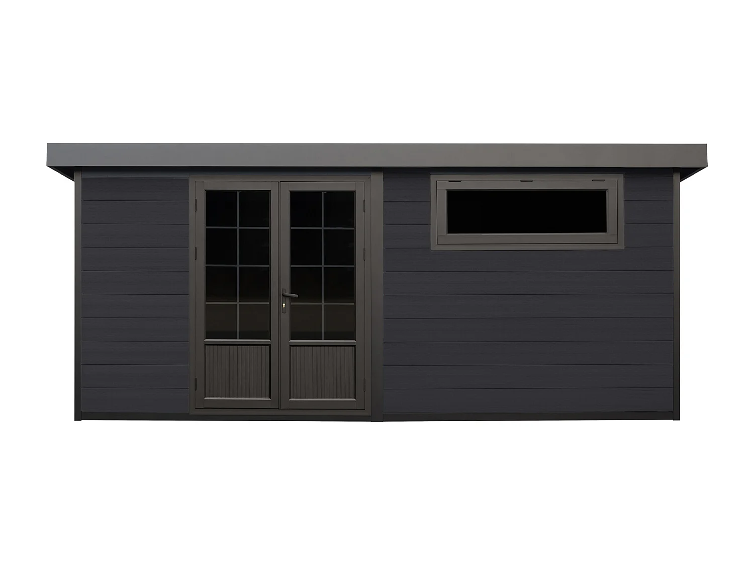 Tuinhuis van composiethout 28 mm - omkeerbare wanden - antracietgrijs of donker naturel - 17,25 m² - HAZELTON