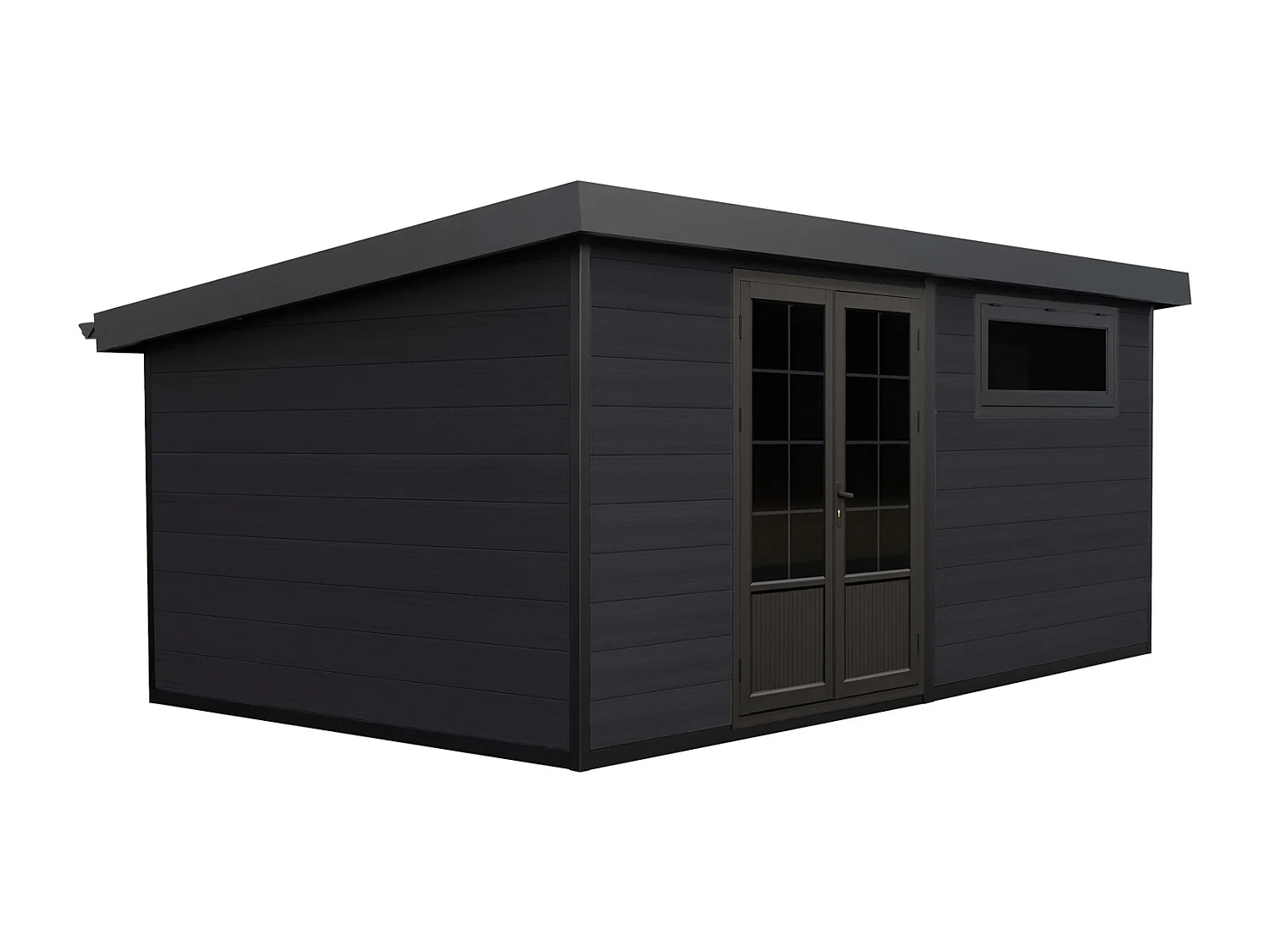 Tuinhuis van composiethout 28 mm - omkeerbare wanden - antracietgrijs of donker naturel - 17,25 m² - HAZELTON