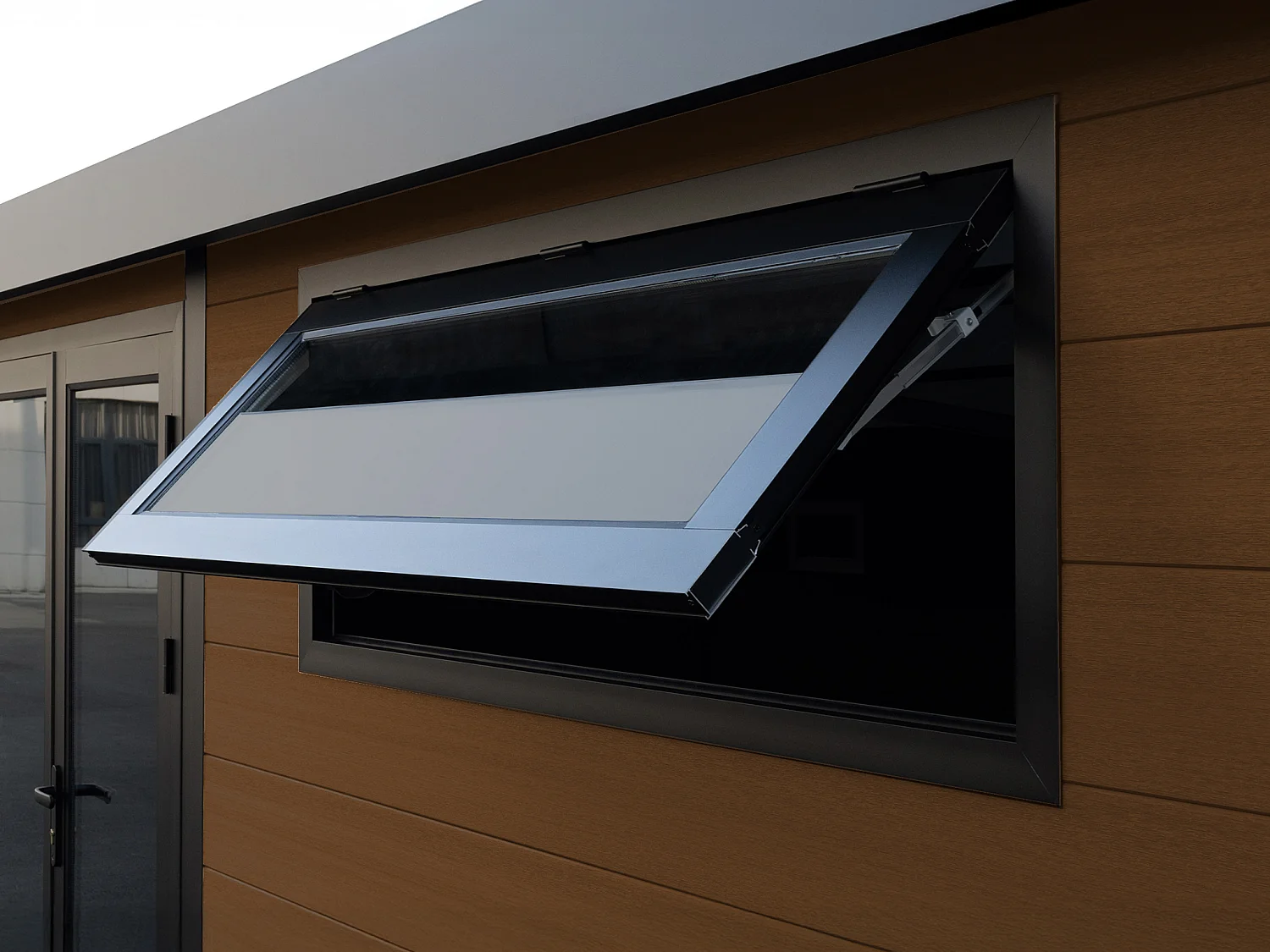 Tuinhuis van composiethout 28 mm - omkeerbare wanden - antracietgrijs of donker naturel - 17,25 m² - HAZELTON