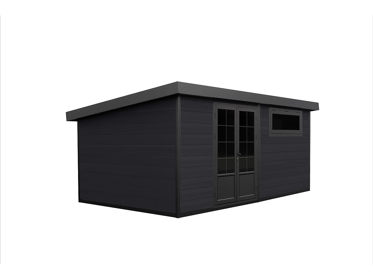 Abri de jardin en bois composite 28 mm - parois réversibles - gris anthracite ou naturel foncé - 17,25 m² - HAZELTON