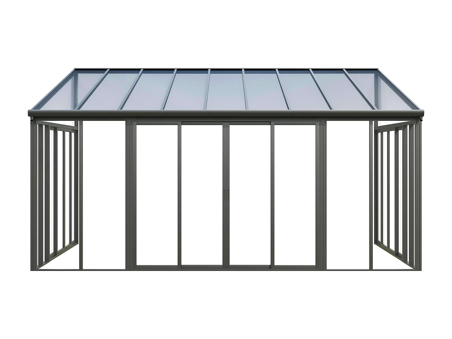 Véranda en aluminium et polycarbonate avec protection UV - 20,9 m² - anthracite - MATHILDA