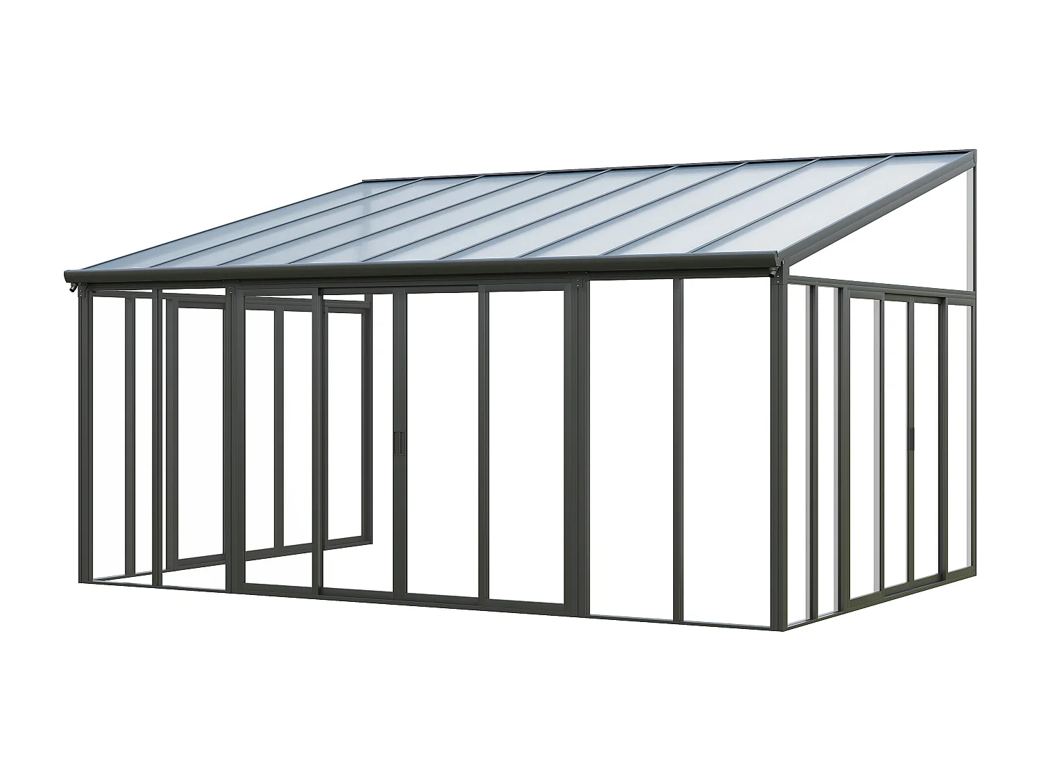 Véranda en aluminium et polycarbonate avec protection UV - 20,9 m² - anthracite - MATHILDA