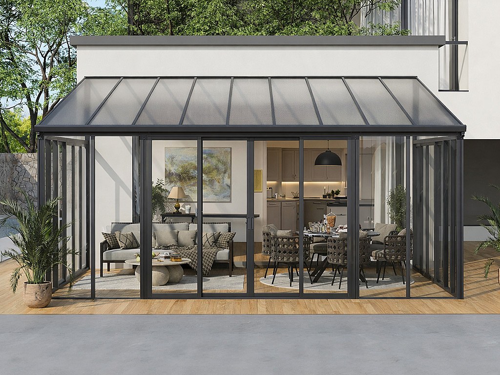 Vinterhage i aluminium og polykarbonat med UV-beskyttelse - 20,9 m² - antrasitt - MATHILDA