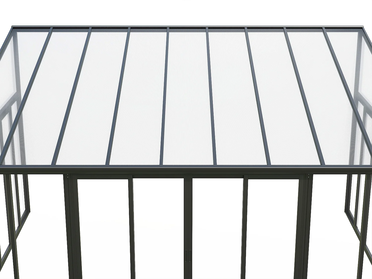 Véranda en aluminium et polycarbonate avec protection UV - 20,9 m² - anthracite - MATHILDA