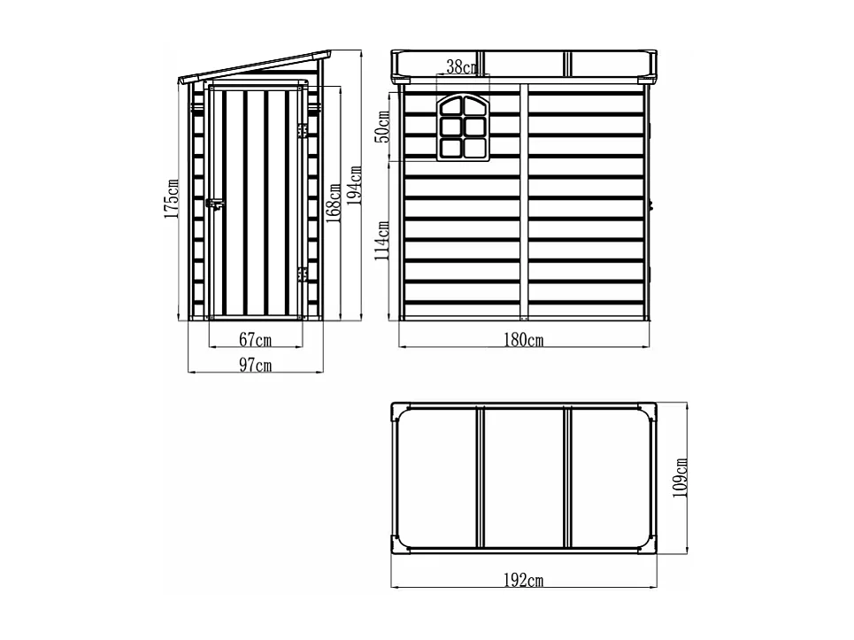 Abri de jardin en résine adossé gris anthracite 2,09 m² ALBERTO