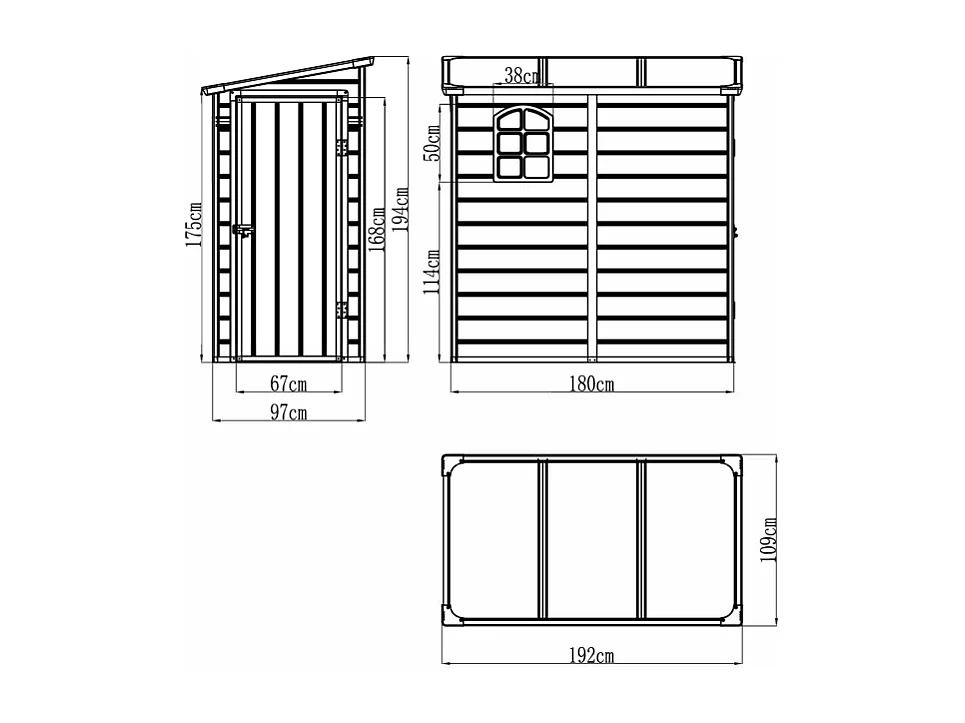 Abri de jardin en résine adossé gris anthracite 2,09 m² ALBERTO