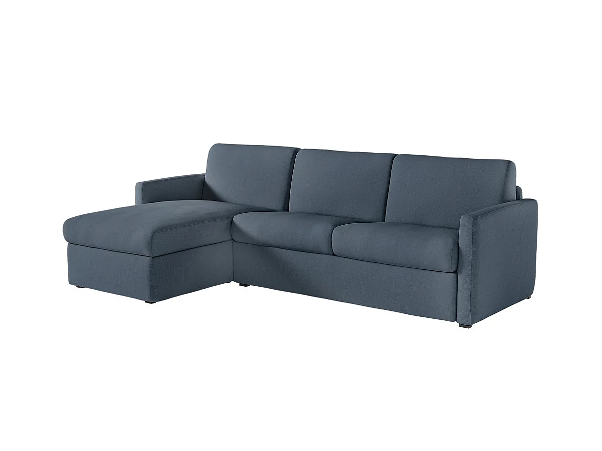 Canapé d'angle convertible express 4 places en tissu bleu nuit AGATHE