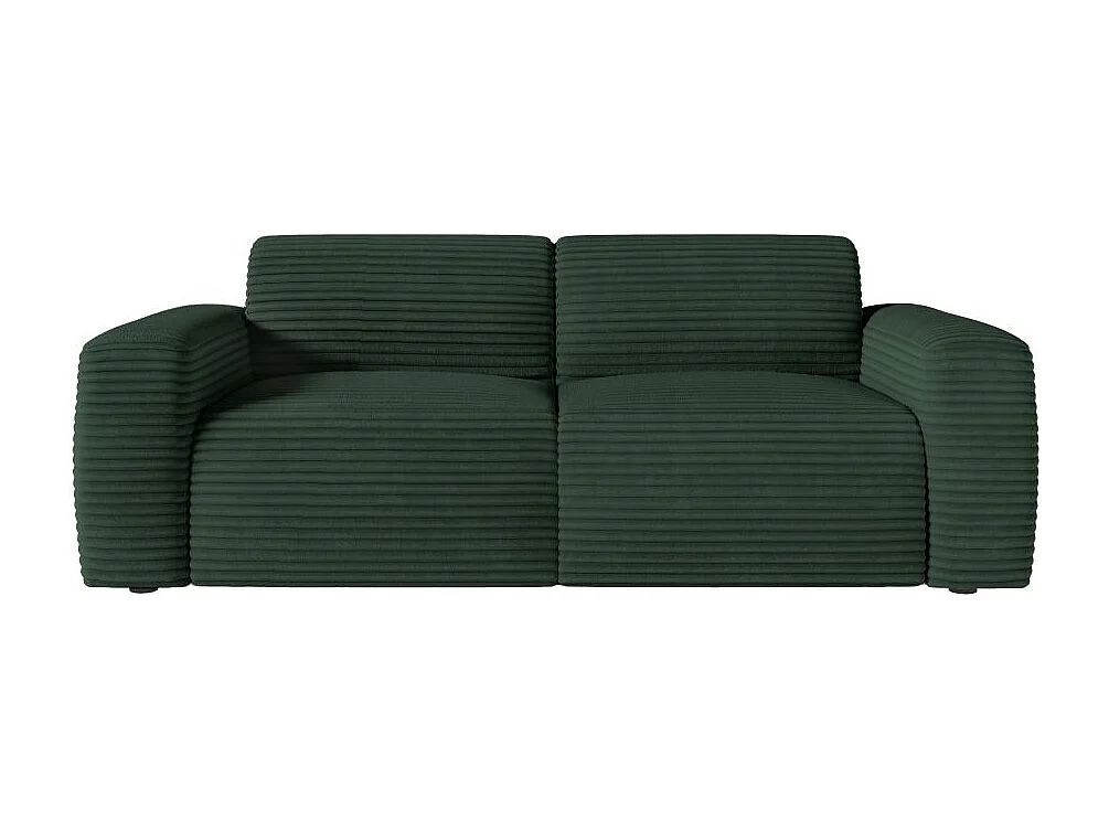 Canapé PACO convertible 3 places couchage quotidien 140x190cm matelas 13cm velours côtelé vert foncé