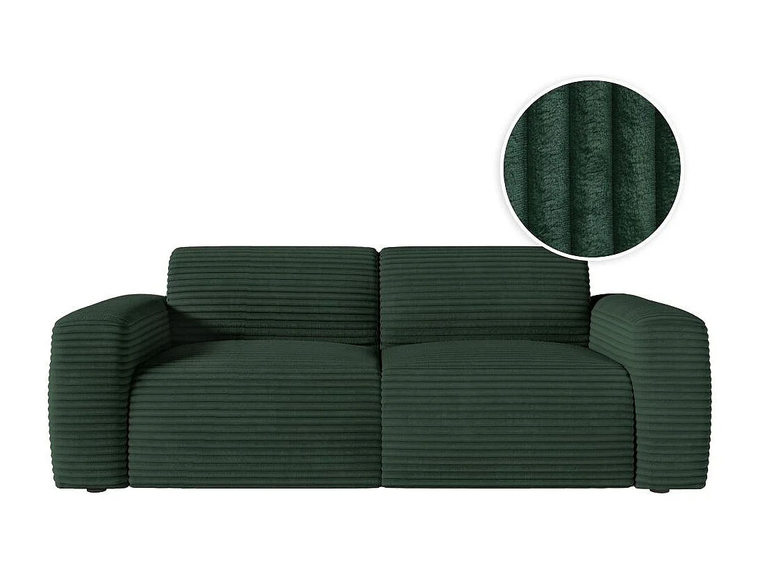 Canapé PACO convertible 3 places couchage quotidien 140x190cm matelas 13cm velours côtelé vert foncé