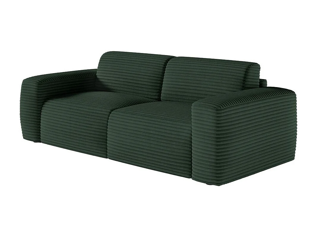 Canapé PACO convertible 3 places couchage quotidien 140x190cm matelas 13cm velours côtelé vert foncé