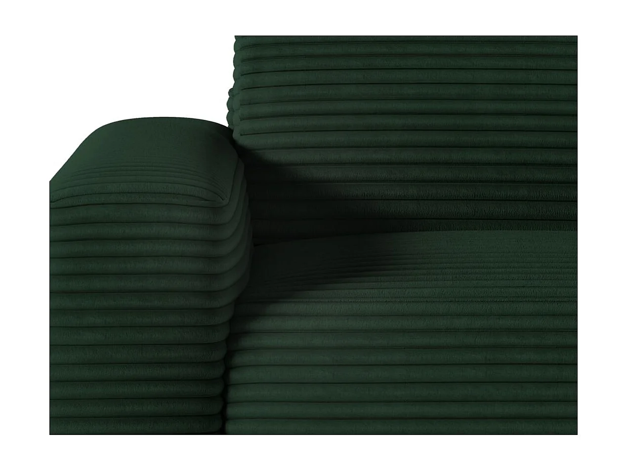 Canapé PACO convertible 3 places couchage quotidien 140x190cm matelas 13cm velours côtelé vert foncé