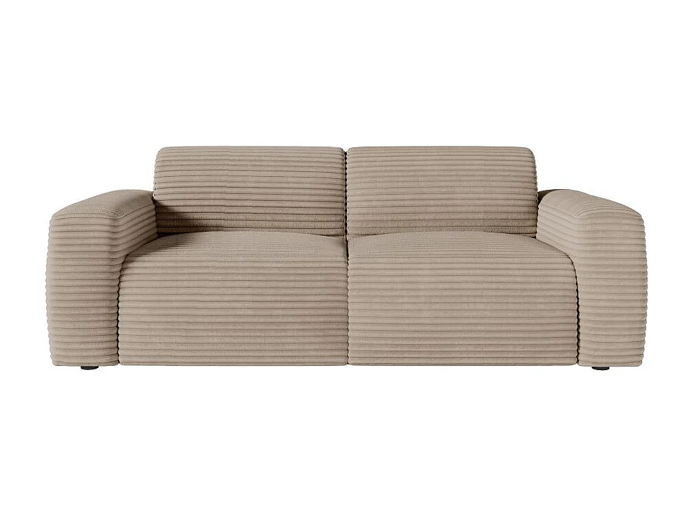 Canapé PACO convertible 3 places couchage quotidien 140x190cm matelas 17cm velours côtelé taupe