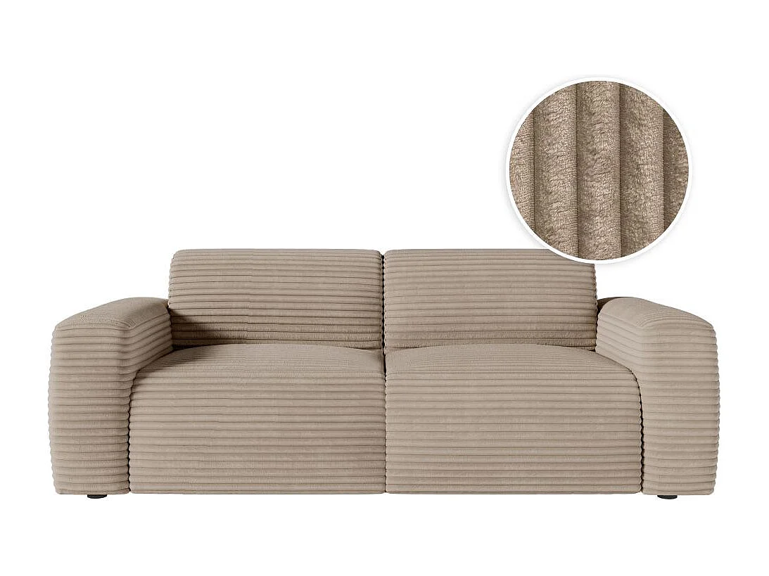 Canapé PACO convertible 3 places couchage quotidien 140x190cm matelas 17cm velours côtelé taupe