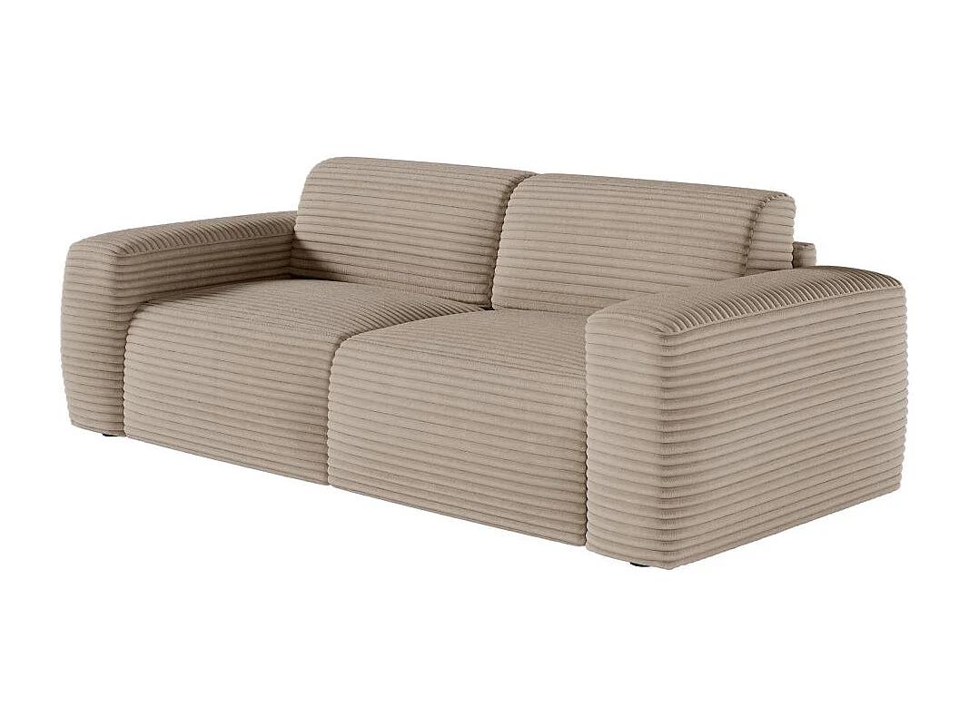 Canapé PACO convertible 3 places couchage quotidien 140x190cm matelas 17cm velours côtelé taupe