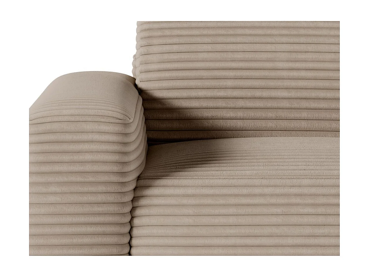 Canapé PACO convertible 3 places couchage quotidien 140x190cm matelas 17cm velours côtelé taupe