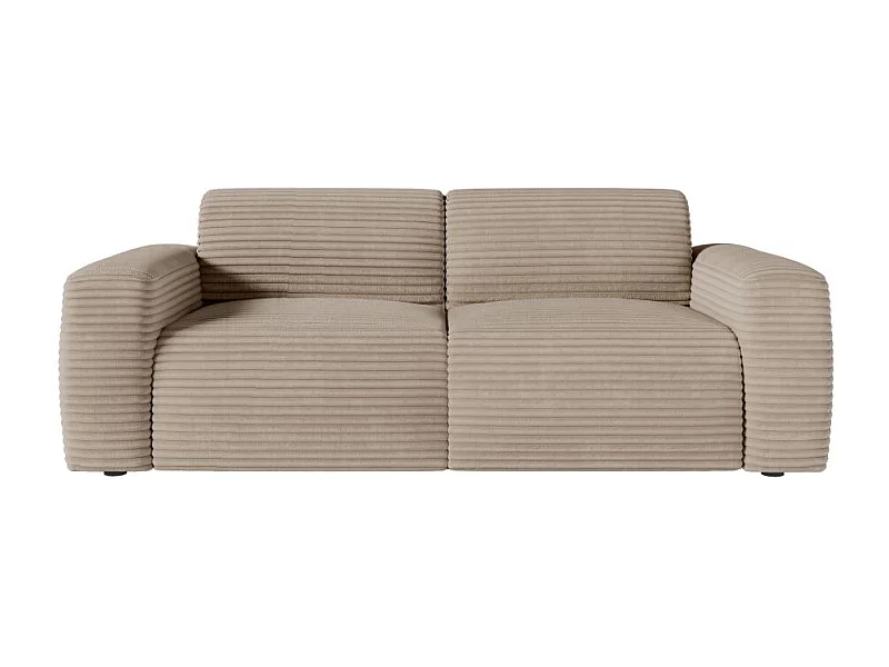 Canapé PACO convertible 3 places couchage quotidien 140x190cm matelas 17cm velours côtelé taupe