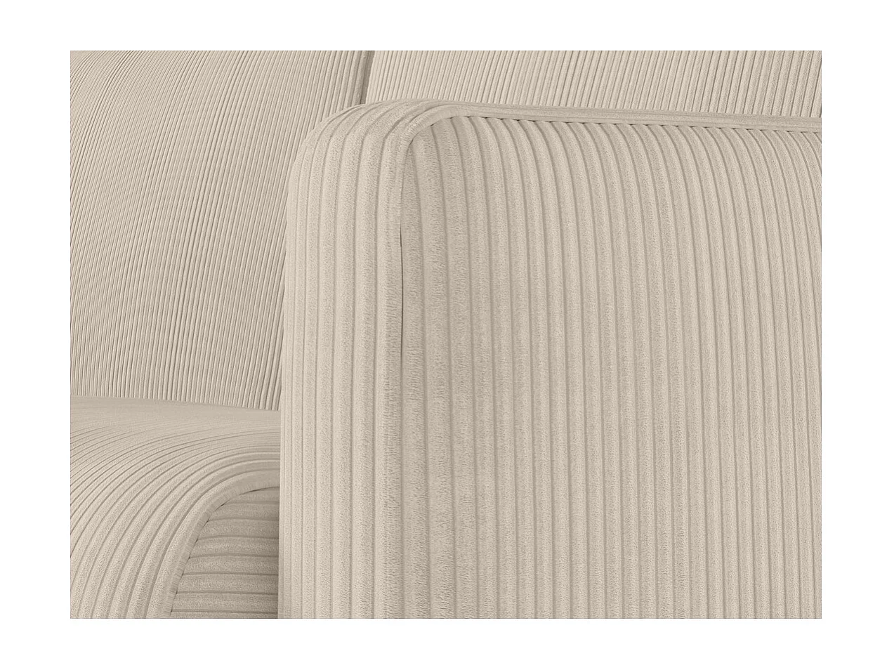 Canapé d'angle convertible express 4 places AGATHE couchage quotidien 140x190cm en velours côtelé beige - Matelas 13cm